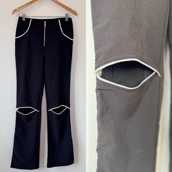 I.AM.GIA Reflective High Waisted Trim Knee Cut Out Black Tall Pants (M) - Picture 2 of 9